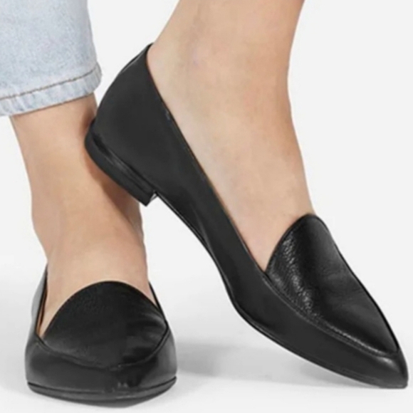 Everlane The Modern Point Black Leather Loafer Made In Italy Flats Size 7.5 - Picture 1 of 8